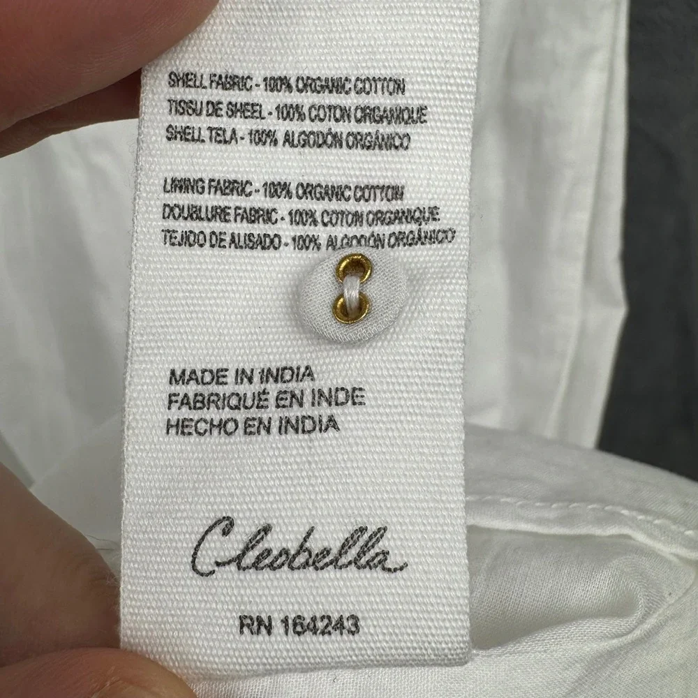 Cleobella White Maxi Dress Ruffle Sleeves Smocked‎ Boho Organic Cotton Medium